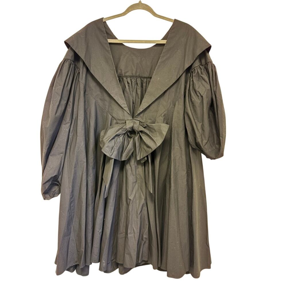 ASOS Edition Black Bow Dress Dramatic Statement Smock Dress, Puff Sleeves NWT